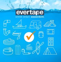 EVERFIX Evertape Repair Kit, Reparaturset, wasserdicht, Set zum Abdichten und Reparieren - auch auf nasser Fl&auml;che und unter Wasser verwendbar (10 x Tape 10 cm x 10 cm) transparent