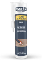 EVERFIX Sanitär Silikon Acetat weiss (310 ml) für Bad, Dusche und Küche zum Abdichten und Verfugen für außen und innen, schimmelresistent, pilzhemmend, wasserdicht