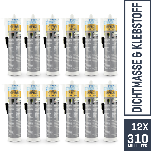 EVERFIX Bitumen Dichtmasse und Kleber (12 x 310ml Kartusche) zum Kleben Abdichten Reparatur vom Dach bis Keller