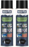 EVERFIX Allesdicht Spray (2 x 500 ml, schwarz) Dichtspray wasserdicht, Flüssigkunststoff , flüssiger Kunststoff zur Abdichtung