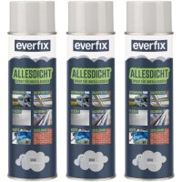 EVERFIX Allesdicht Spray (3 x 500 ml, grau) Dichtspray wasserdicht, Flüssigkunststoff , flüssiger Kunststoff zur Abdichtung