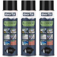 EVERFIX Allesdicht Spray (3 x 500 ml, schwarz) Dichtspray wasserdicht, Flüssigkunststoff , flüssiger Kunststoff zur Abdichtung