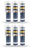 EVERFIX Montagekleber weiss (6 Stück) für innen und außen, kraftvoller Baukleber für Metall, Holz, Fliesen, etc, universell einsetzbar, zum Kleben und Abdichten, 325 g / 290 ml
